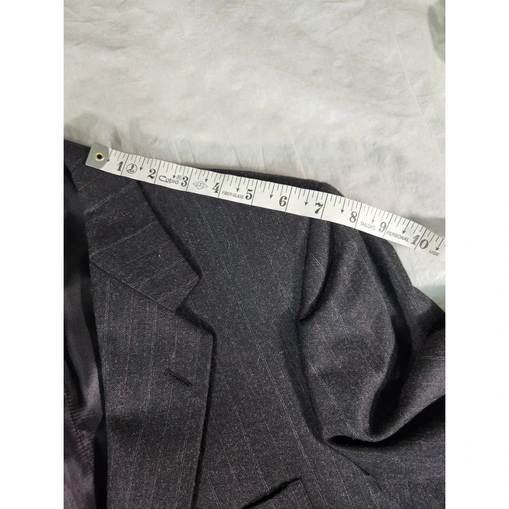 Saks Fifth Avenue Mens Wool Lined Pin Striped Blazer Gray 43L 5th Ave Jacket